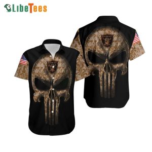 Raiders Hawaiian Shirt, Camouflage Skull, Unique Hawaiian Shirts
