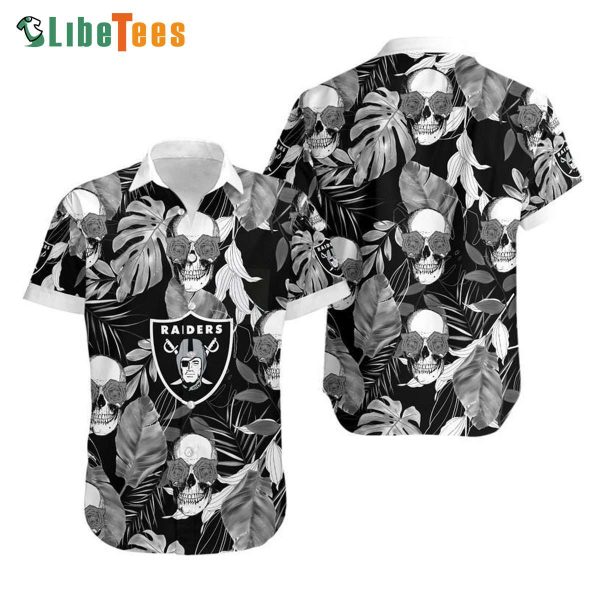 Raiders Hawaiian Shirt, Coconut Leaves And Skulls, Cute Hawaiian Shirts