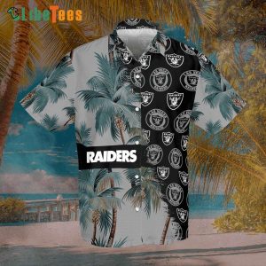 Raiders Hawaiian Shirt, Graphic Coconut Tree And Symbol, Unique Hawaiian Shirts