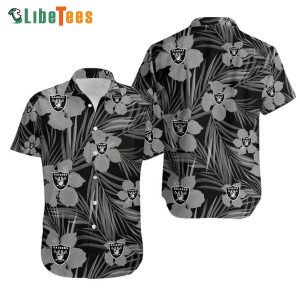 Raiders Hawaiian Shirt, Hibiscus Flower And Palm Leaves, Cute Hawaiian Shirts