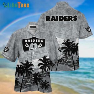 Raiders Hawaiian Shirt, Palm Tree And Leaves, Hawaiian Beach Shirts
