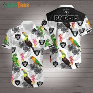 Raiders Hawaiian Shirt, Ramphastos Sulfuratus And Parrot, Tropical Hawaiian Shirt