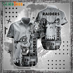 Raiders Hawaiian Shirt, Skull Graphic, Summer Hawaiian Shirts