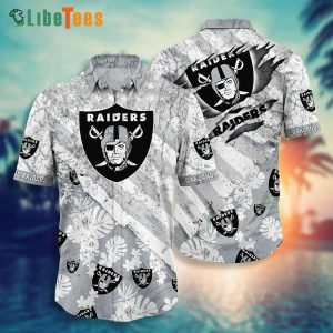 Raiders Hawaiian Shirt, Tropical Pattern American Flag, Summer Hawaiian Shirts