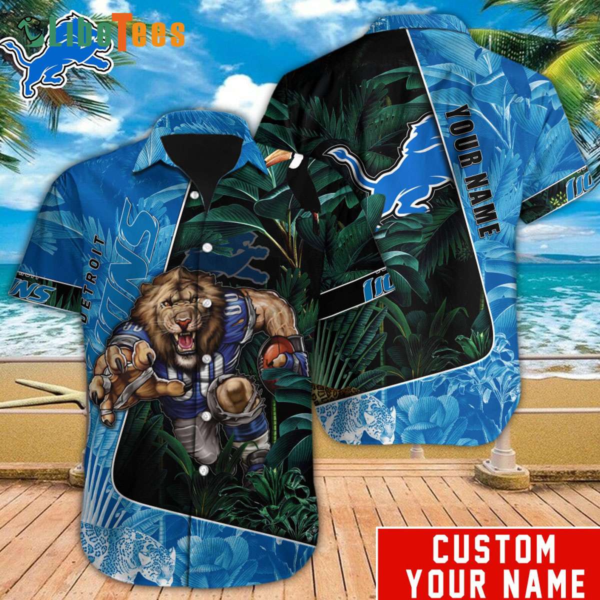 Personalized Detroit Lions Hawaiian Shirt, Tropical Forest, Summer Hawaiian Shirts