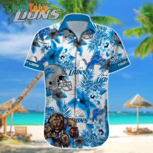 Personalized Detroit Lions Hawaiian Shirt, Tropical Graphic And Mascot, Cute Hawaiian Shirts