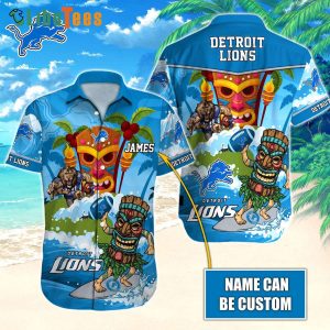 Personalized Detroit Lions Hawaiian Shirt, Tropical Island Tribes, Tropical Hawaiian Shirt