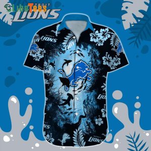 Personalized Detroit Lions Hawaiian Shirt, Undersea Flora And Fauna, Tropical Hawaiian Shirt