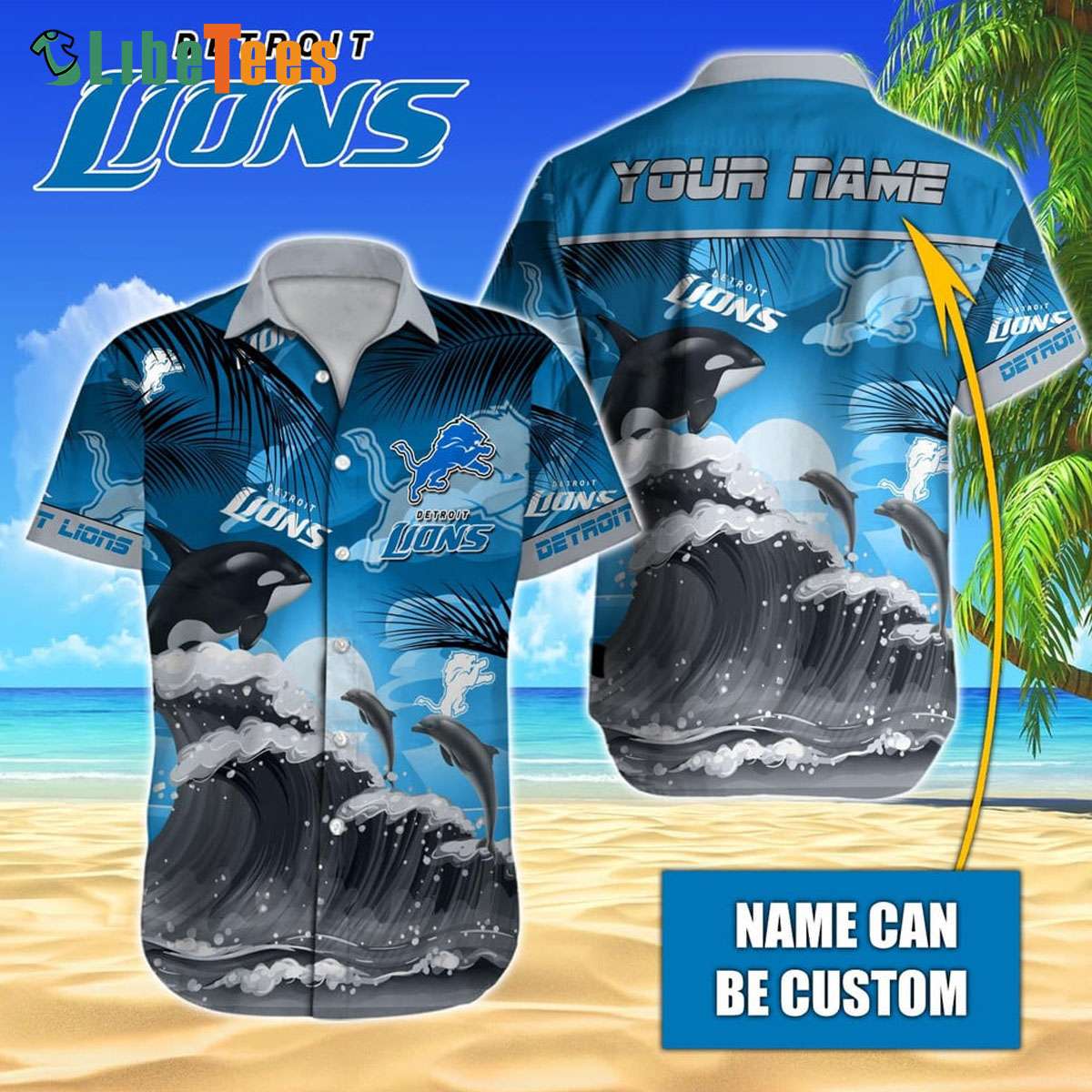 Personalized Detroit Lions Hawaiian Shirt, Whale Graphic, Nice Hawaiian Shirts