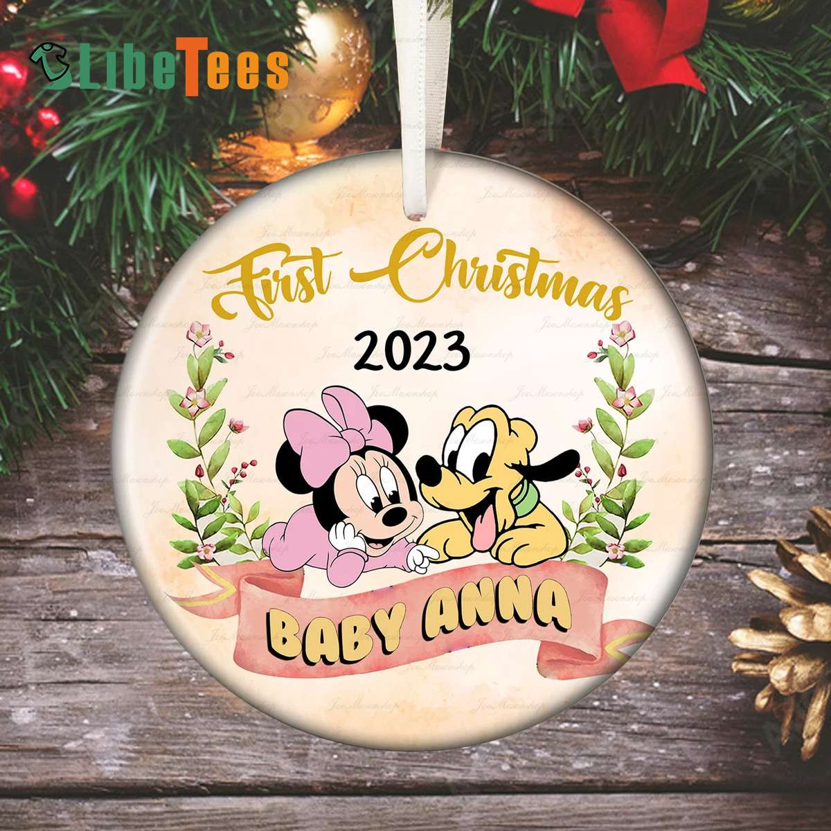 Personalized Minnie Ornament, Minnie And Pluto, Xmas Gifts, Disney Lovers Gifts