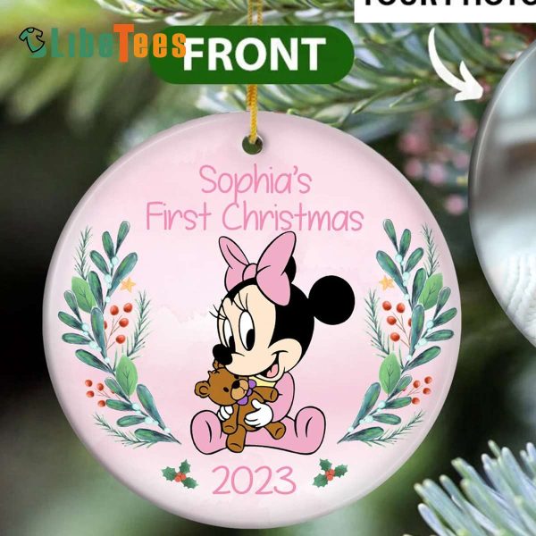 Personalized Minnie Ornament, Minnie and Teddy Bear, Xmas Gifts, Disney Lovers Gifts