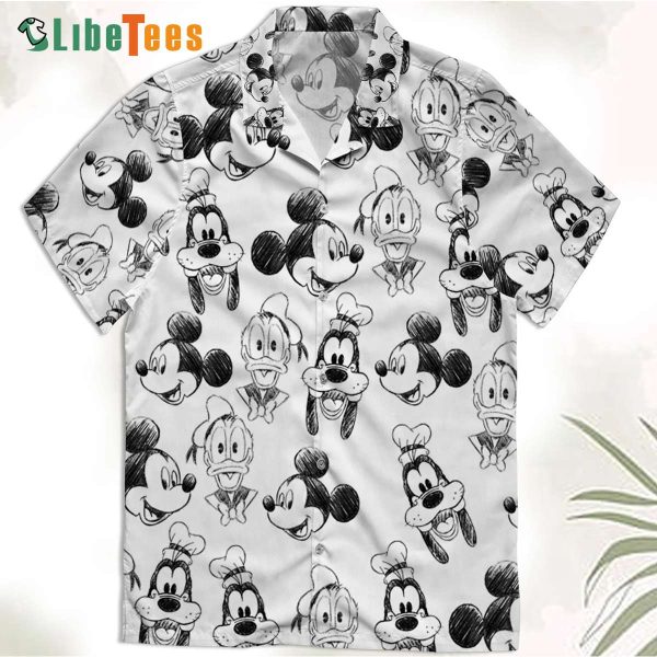 Disney Mickey And Friends Sketch Art Hawaiian Shirt, Disney Lovers Gifts